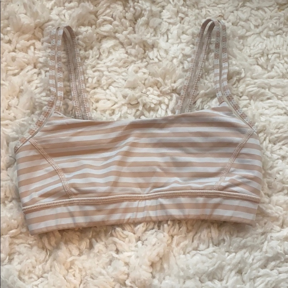 Lululemon Cream and white striped sports bra
